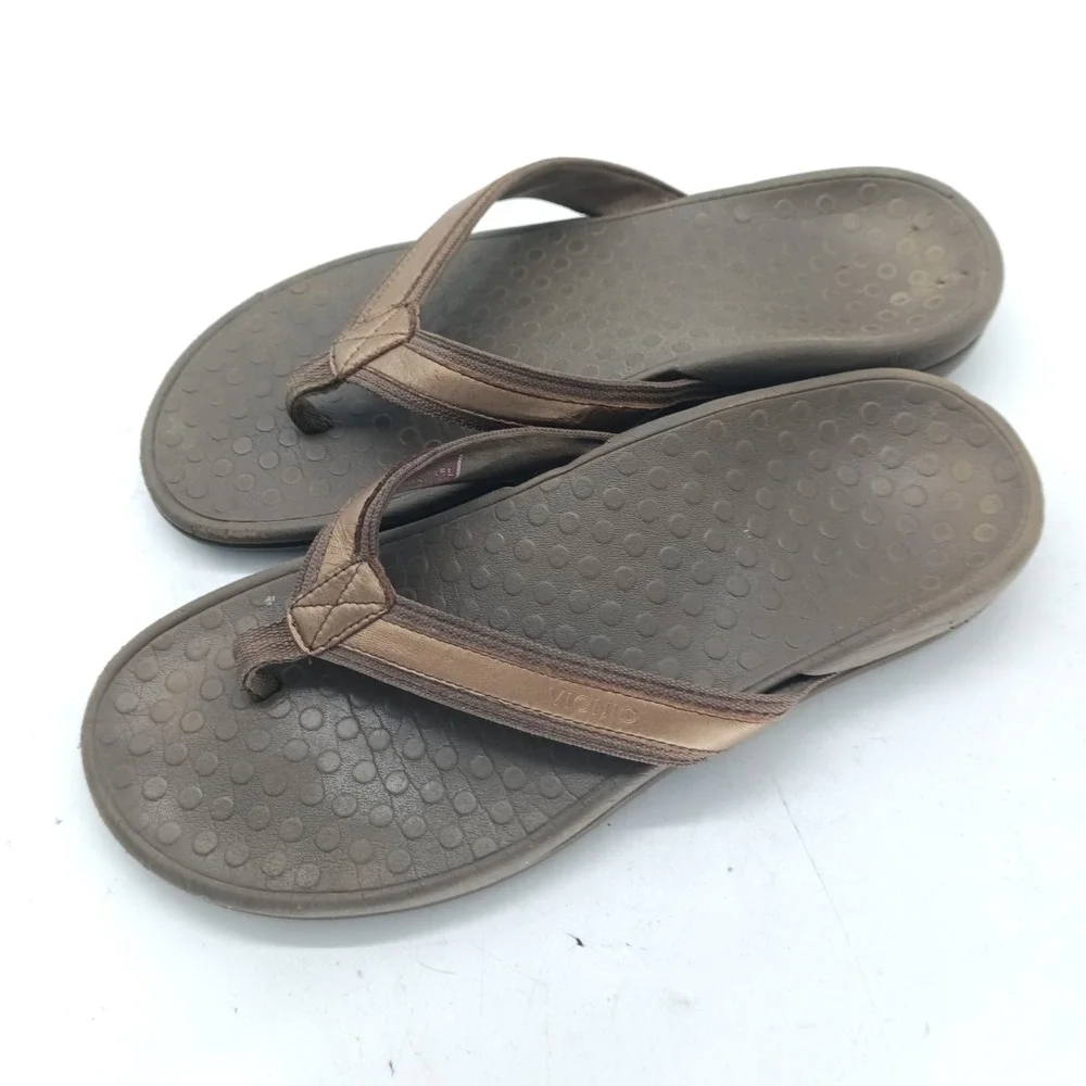 Vionic Womens Brown Orthotic Flip Flop Sandals Thong Comfort Shoes Size 10 s8